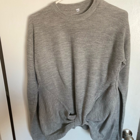 Tie Front Cozy Crewneck Knit Sweater - Size M - Picture 2 of 10